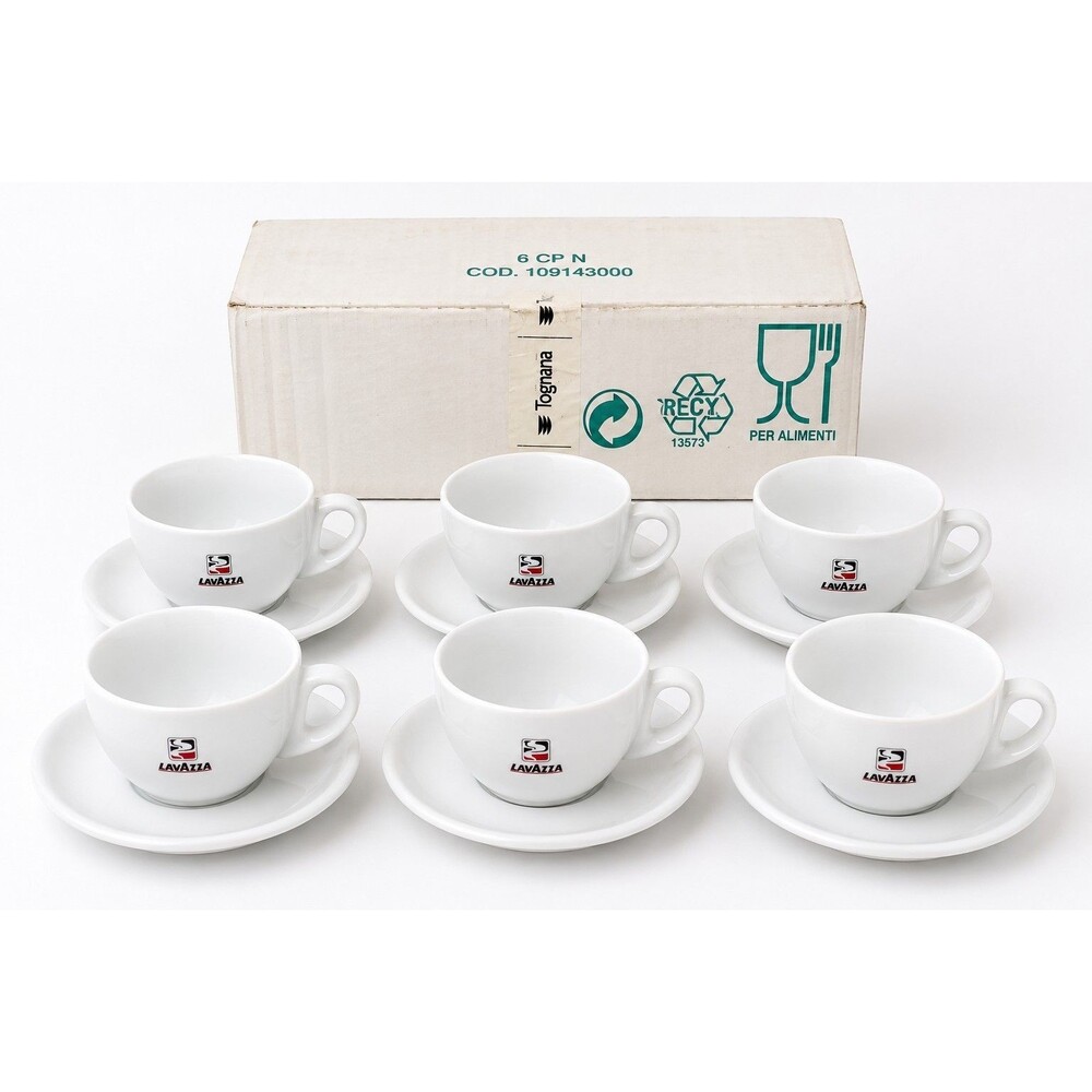 1970s/80s LAVAZZA Espresso Cup Set 6pc Tognana Italy w/ Promo Box Rare